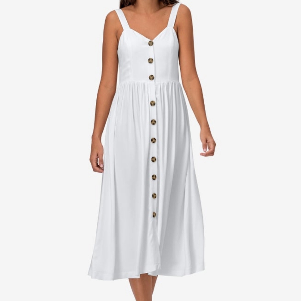Ellos White Button-Front Midi Dress